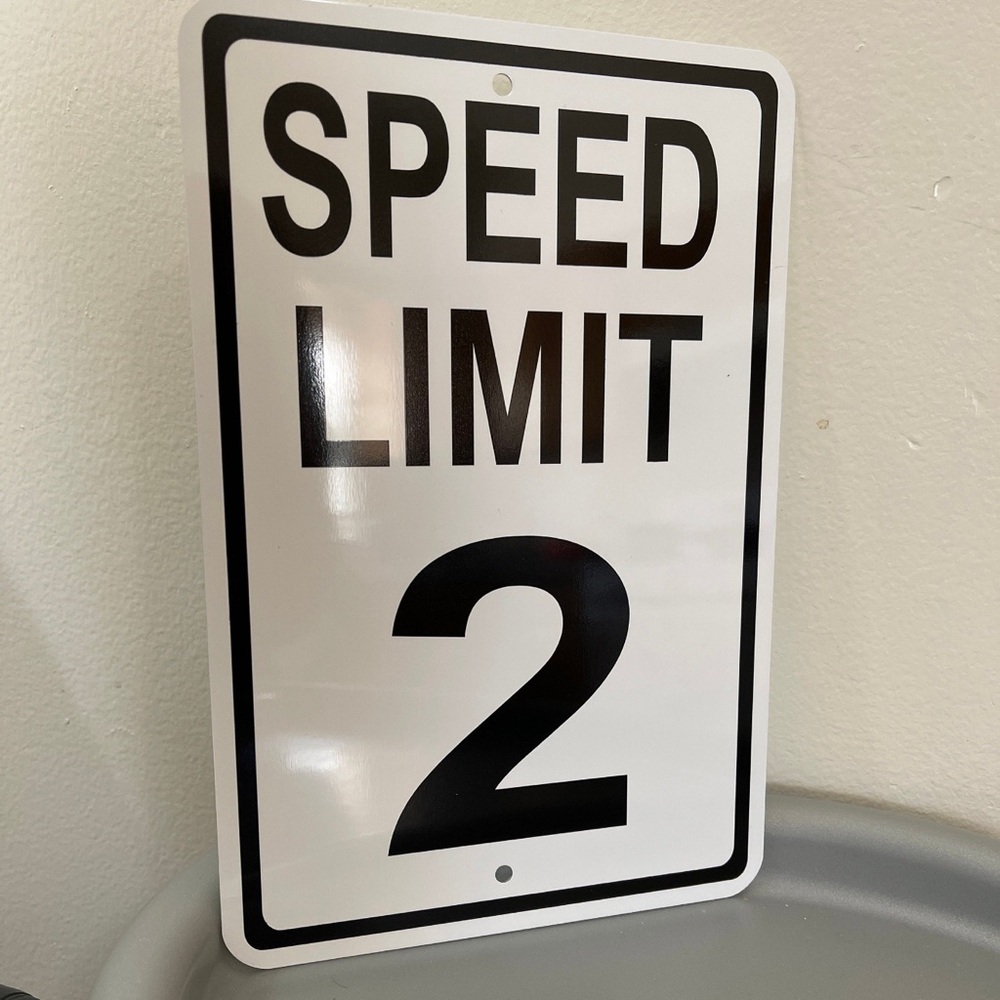 Metal Speed Limit 2 sign. Perfect for 2nd birthday